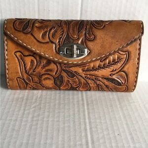Vintage Hand-tooled Leather Women’s Western Wallet Personalized Under Flap